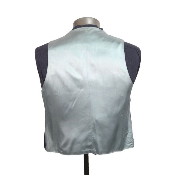 mens blue Vintage 70s 2pc vest blazer jacket sport suit coat polyester knit 38 R - Picture 8 of 8